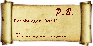 Presburger Bazil névjegykártya